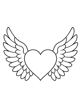 Free printable Winged Heart For Healing And Remembrance coloring page