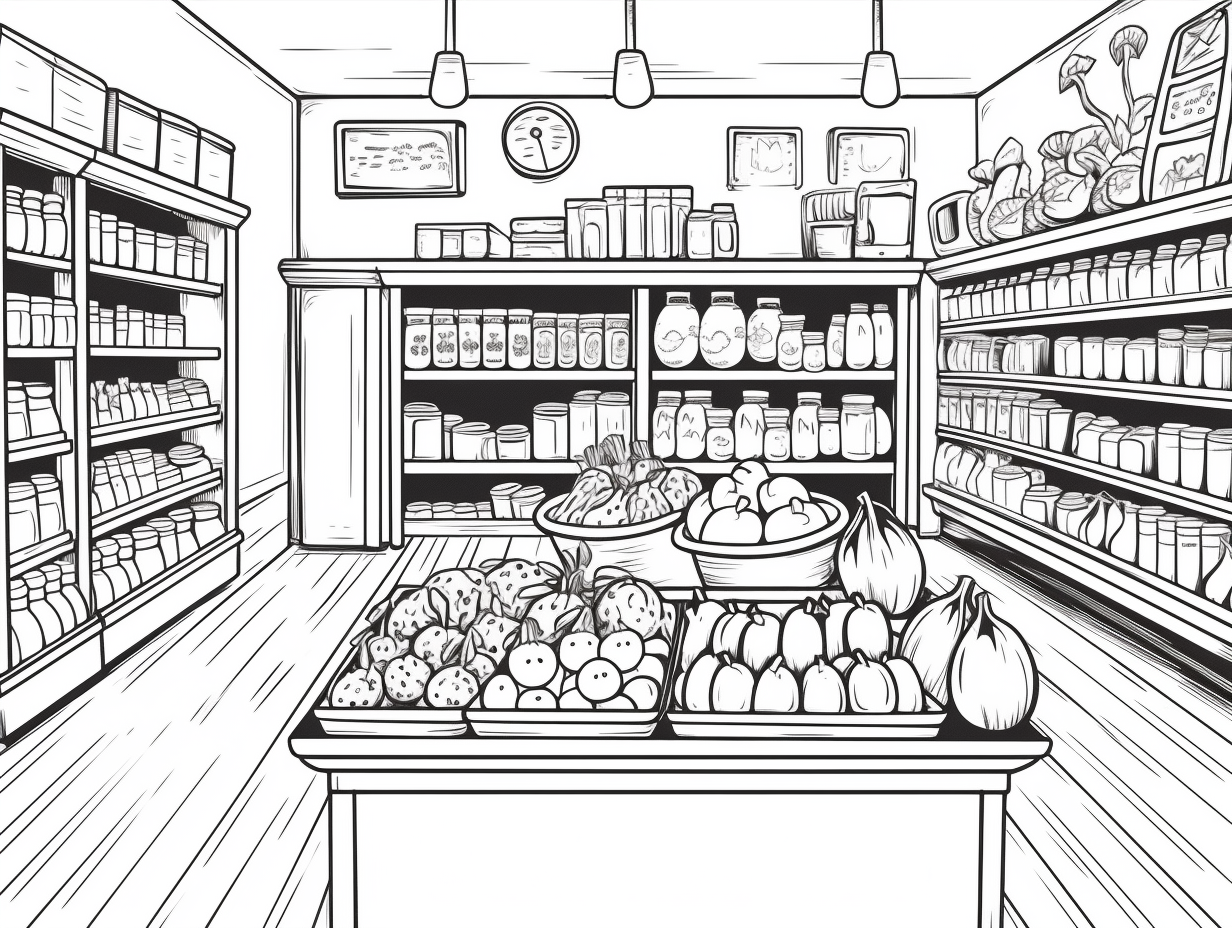 Grocery Items For Coloring - Coloring Page