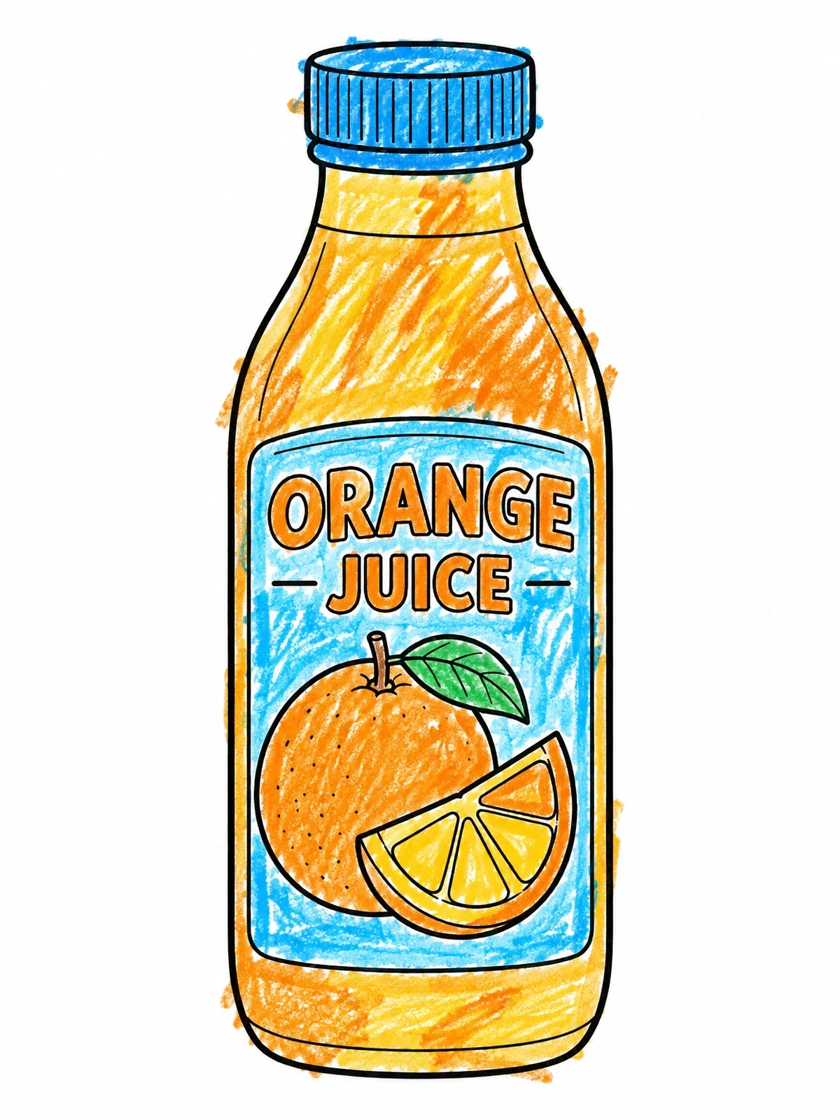 Colored example of the Orange Juice Bottle With Citrus Label coloring page