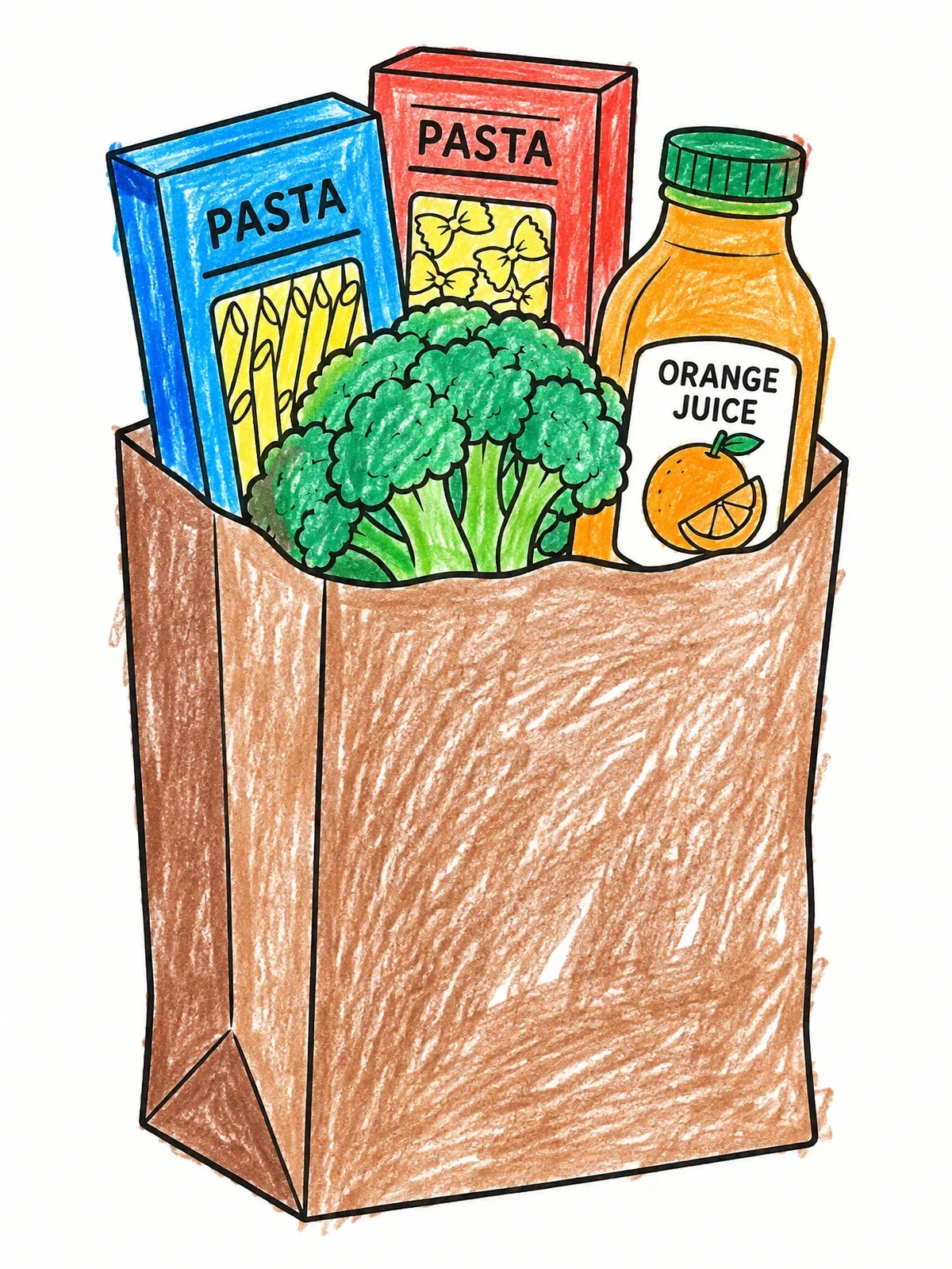 Colored example of the Paper Bag Filled With Groceries coloring page
