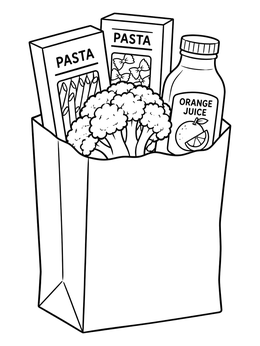 Free printable Paper Bag Filled With Groceries coloring page