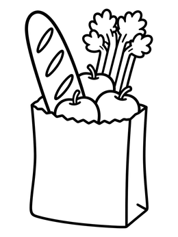 Free printable Paper Bag Filled With Groceries coloring page