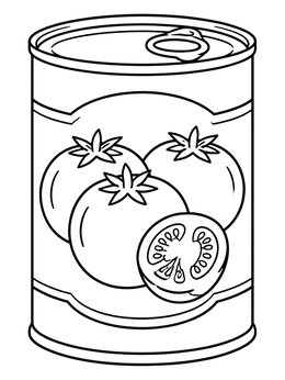 Free printable Tin Can With Juicy Tomatoes coloring page
