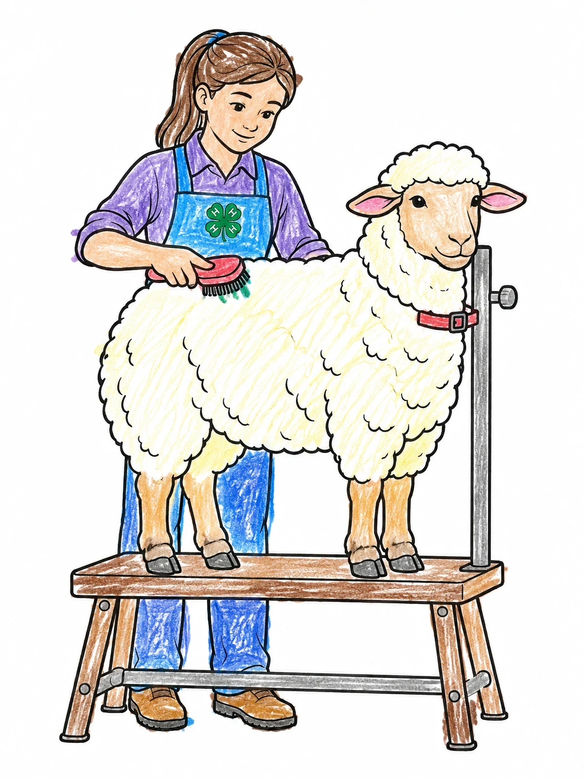 Colored example of the Grooming A Sheep For The Fair coloring page