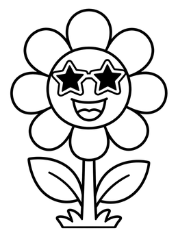 Free printable Happy Retro Daisy With Star Sunglasses coloring page