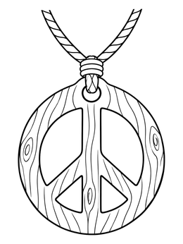 Free printable Carved Wooden Peace Sign Pendant coloring page