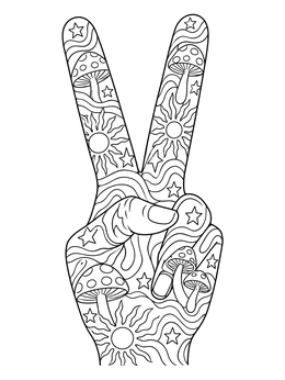Free printable Groovy Peace Sign With Doodles coloring page