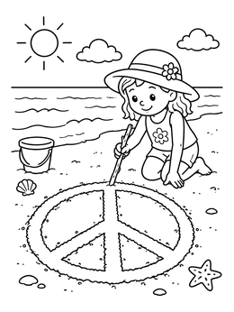 Free printable Drawing A Peace Sign In Sand coloring page