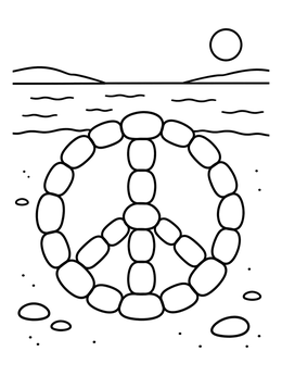 Free printable Stone Peace Sign On Shore coloring page