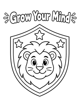Free printable Brave Lion Courage Badge coloring page