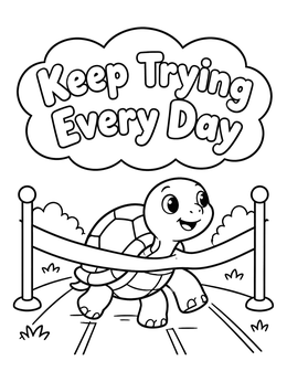 Free printable Determined Turtle Crossing Finish Line coloring page
