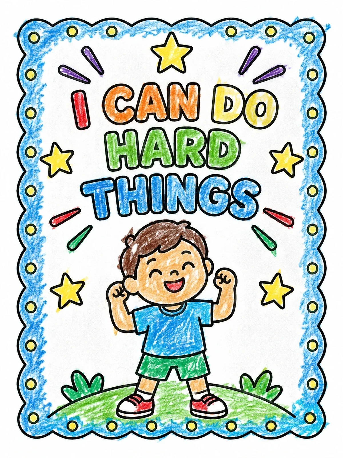 Colored example of the I Can Do Hard Things Affirmation coloring page
