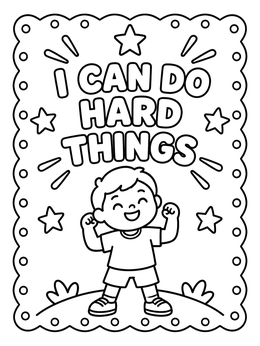Free printable I Can Do Hard Things Affirmation coloring page