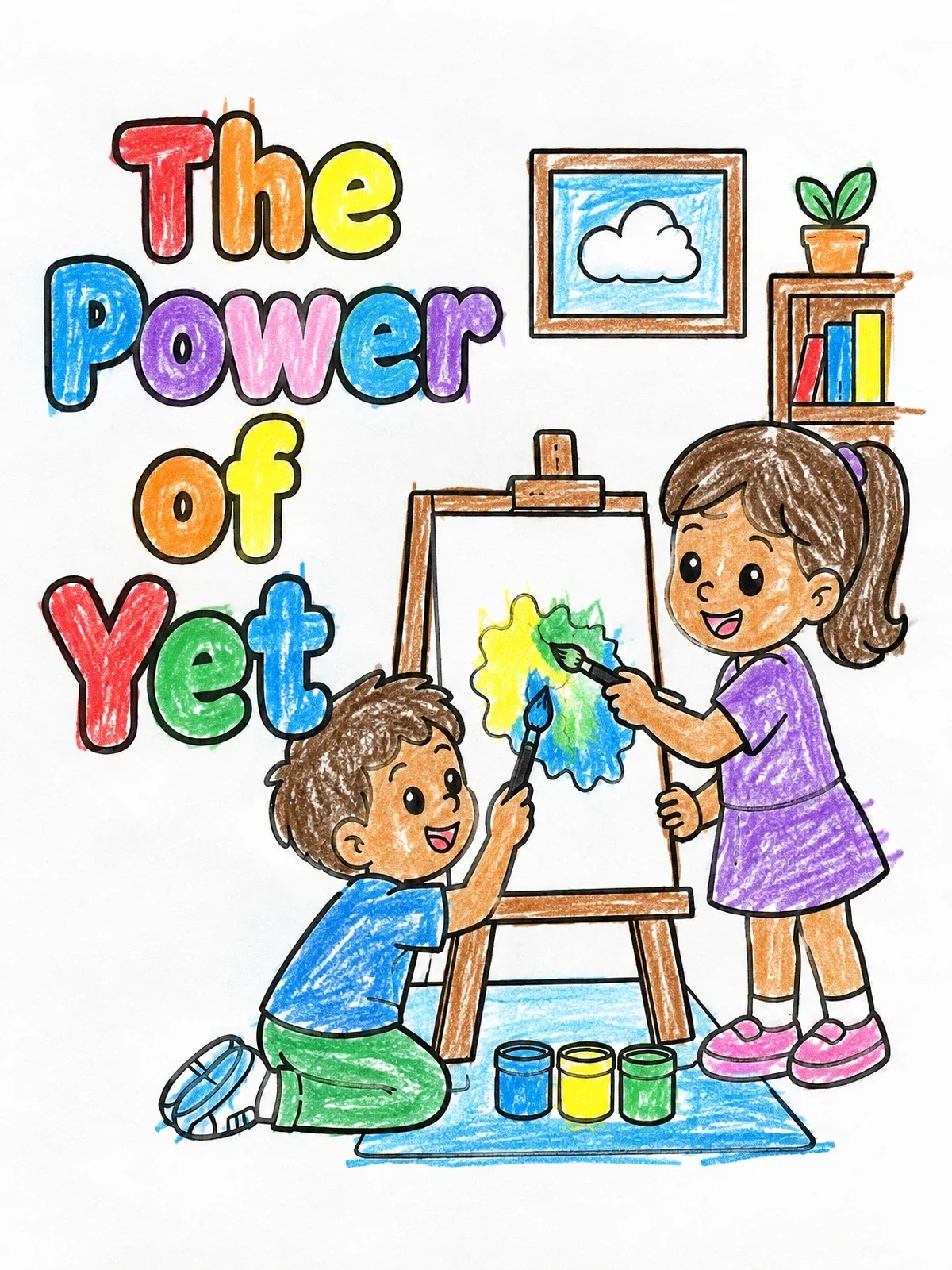 Colored example of the Power Of Yet Painting Easel coloring page