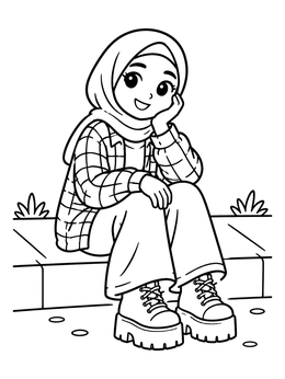 Free printable Cool Teen In Flannel And Boots coloring page