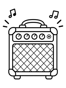 Free printable Rock Guitar Amplifier With Musical Notes coloring page
