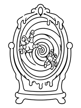 Free printable Spooky Antique Mirror And Vortex coloring page