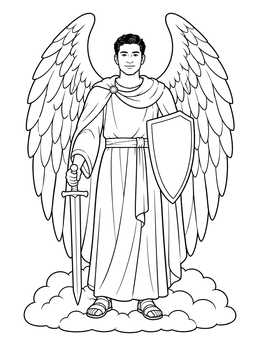 Free printable Guardian Angel With Sword And Shield coloring page