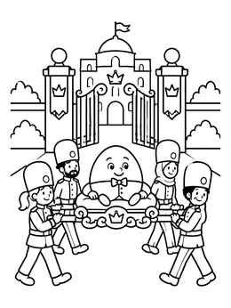 Free printable Guards Carrying Humpty Dumpty coloring page