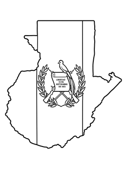 Free printable Guatemala Map Flag And Emblem coloring page