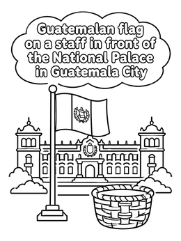 Free printable Guatemalan Flag At The National Palace coloring page