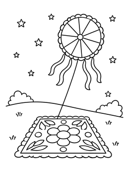 Free printable Guatemalan Giant Kite And Alfombra coloring page