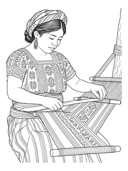 Free printable Guatemalan Weaver At Backstrap Loom coloring page