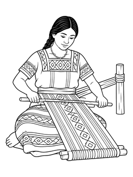 Free printable Guatemalan Woman Weaving On Loom coloring page