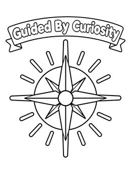 Free printable Guided By Curiosity Compass Rose coloring page