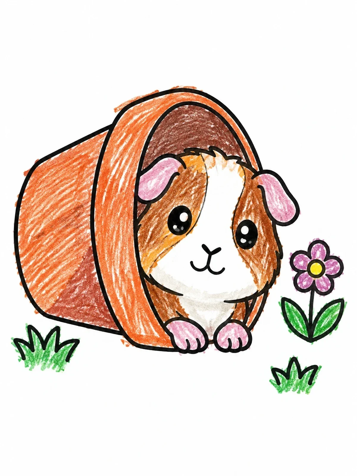 Colored example of the Guinea Pig In A Flowerpot coloring page