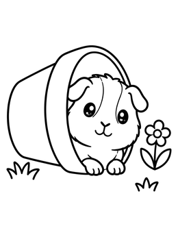 Free printable Guinea Pig In A Flowerpot coloring page