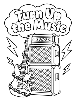 Free printable Electric Guitar And Stage Amplifiers coloring page