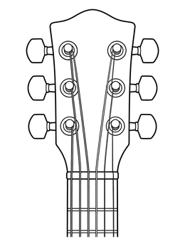 Free printable Guitar Headstock With Tuning Pegs coloring page