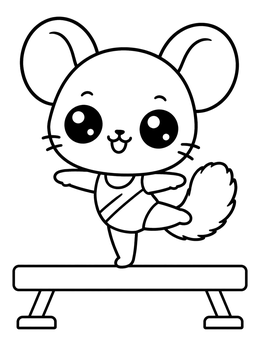 Free printable Gymnast Chinchilla On Balance Beam coloring page