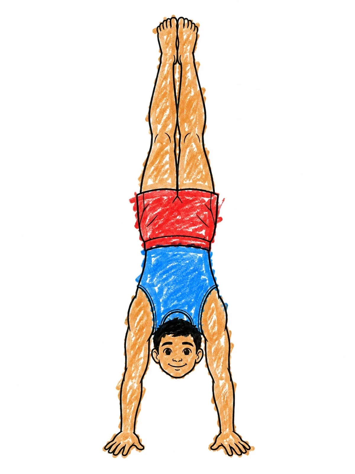 Colored example of the Boy Doing A Handstand coloring page