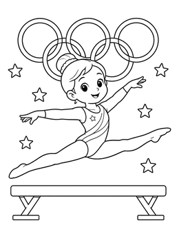 Free printable Gymnast Leaping Over Balance Beam coloring page