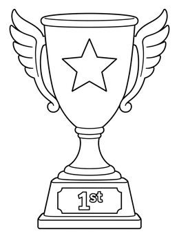 A first place winner trophy in this gymnastics coloring page.