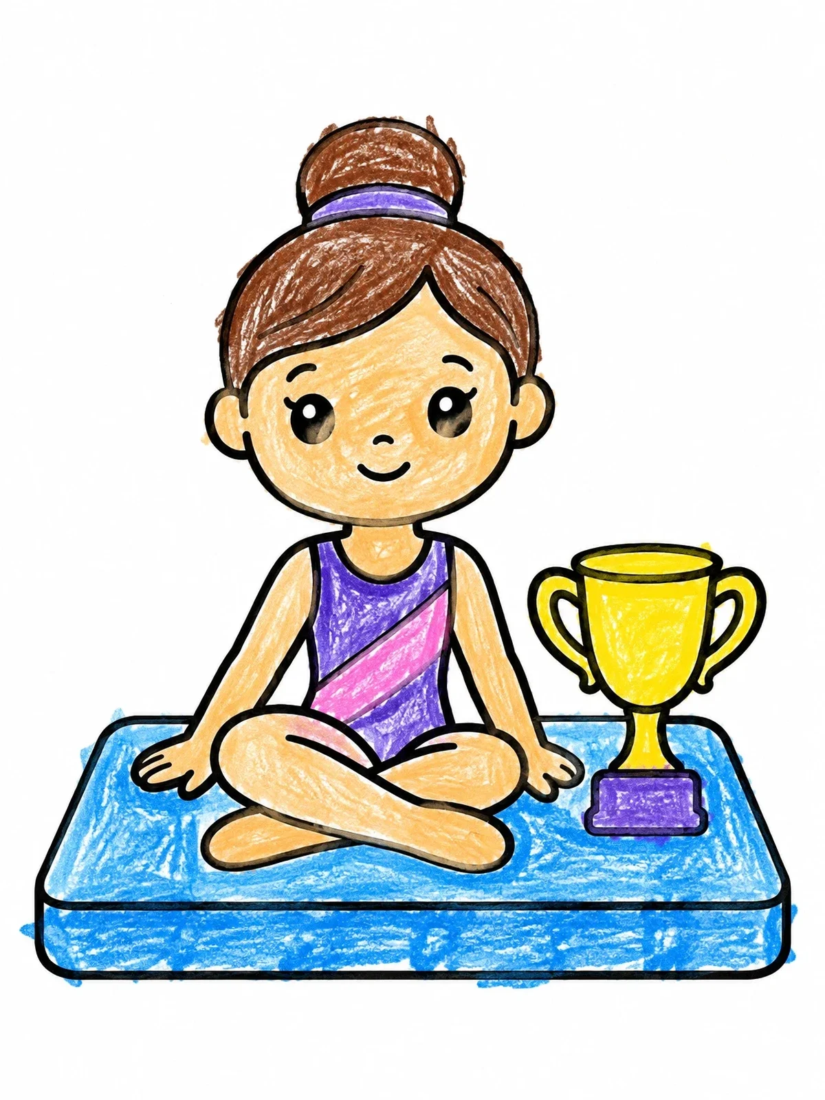 Colored example of the Little Gymnast With Trophy coloring page