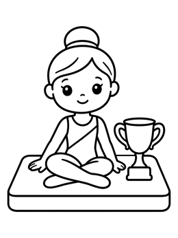 Free printable Little Gymnast With Trophy coloring page