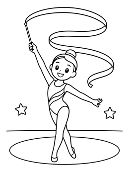 Free printable Rhythmic Gymnast With Ribbon Wand coloring page