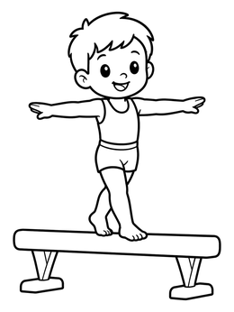 Free printable Young Boy On Balance Beam coloring page