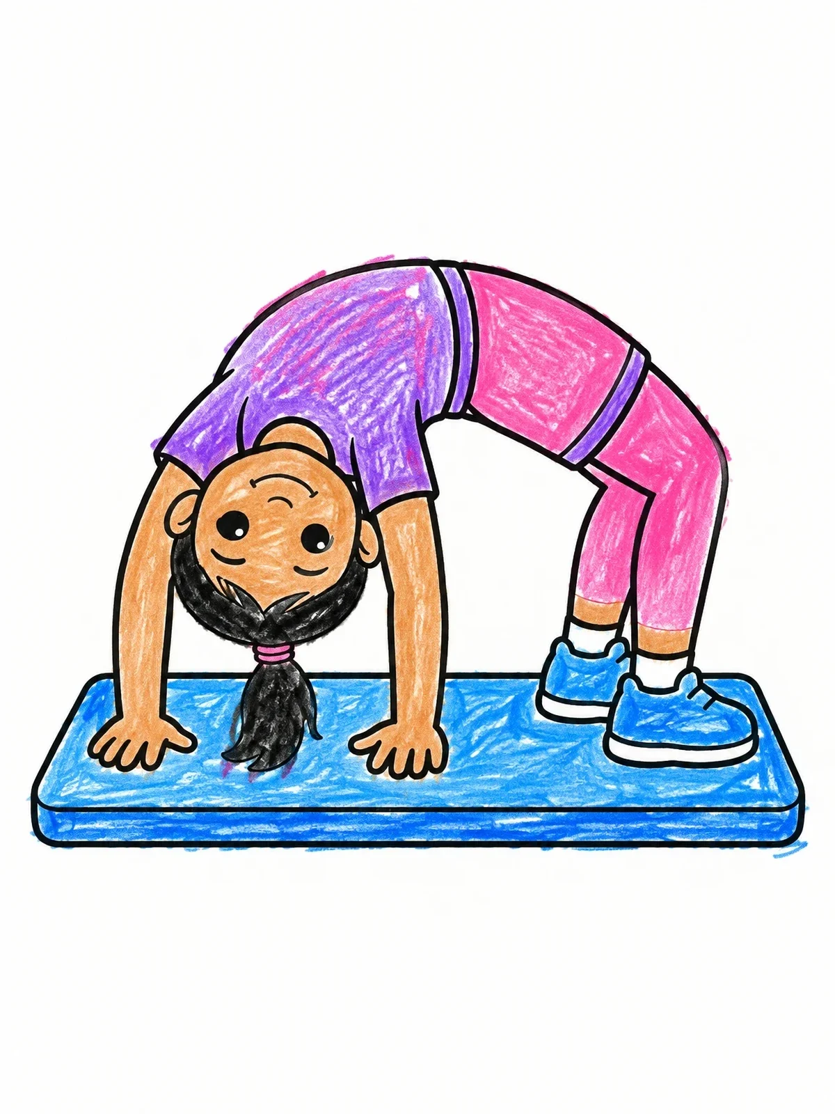 Colored example of the Young Gymnast Doing A Bridge coloring page