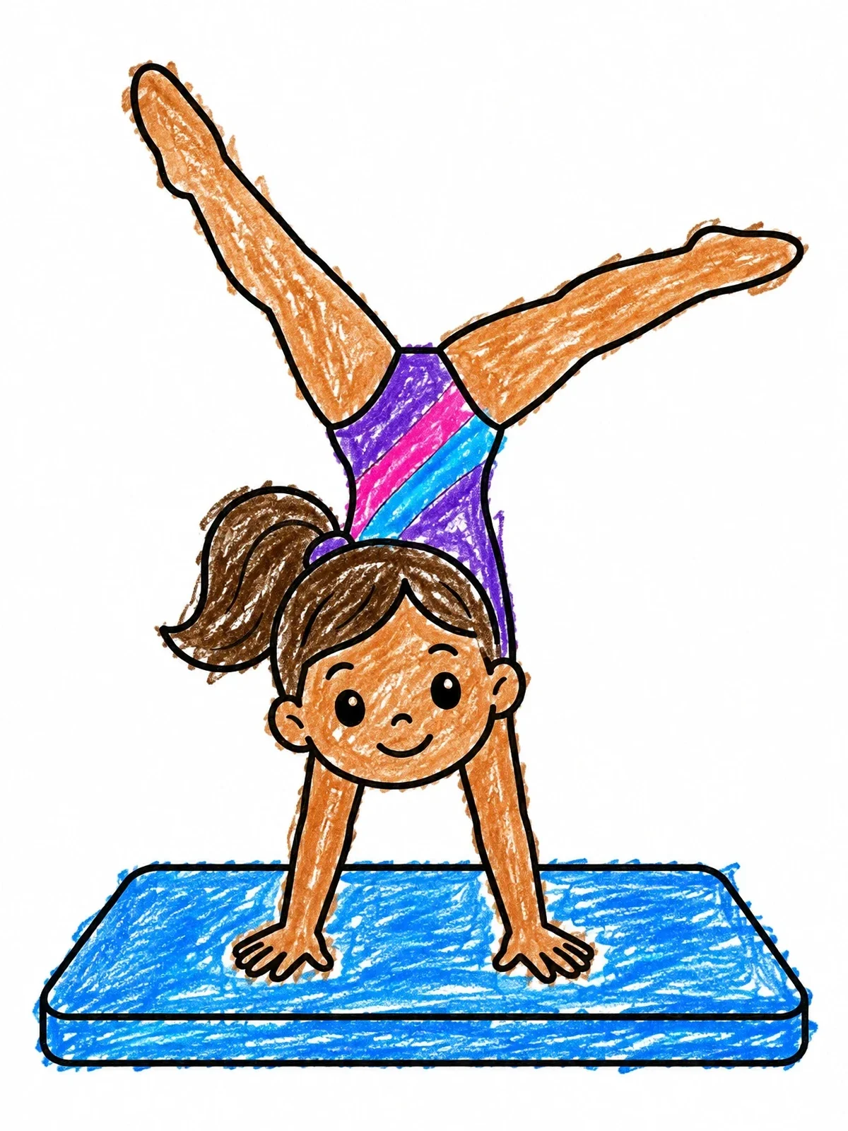 Colored example of the Young Gymnast Doing A Handstand coloring page