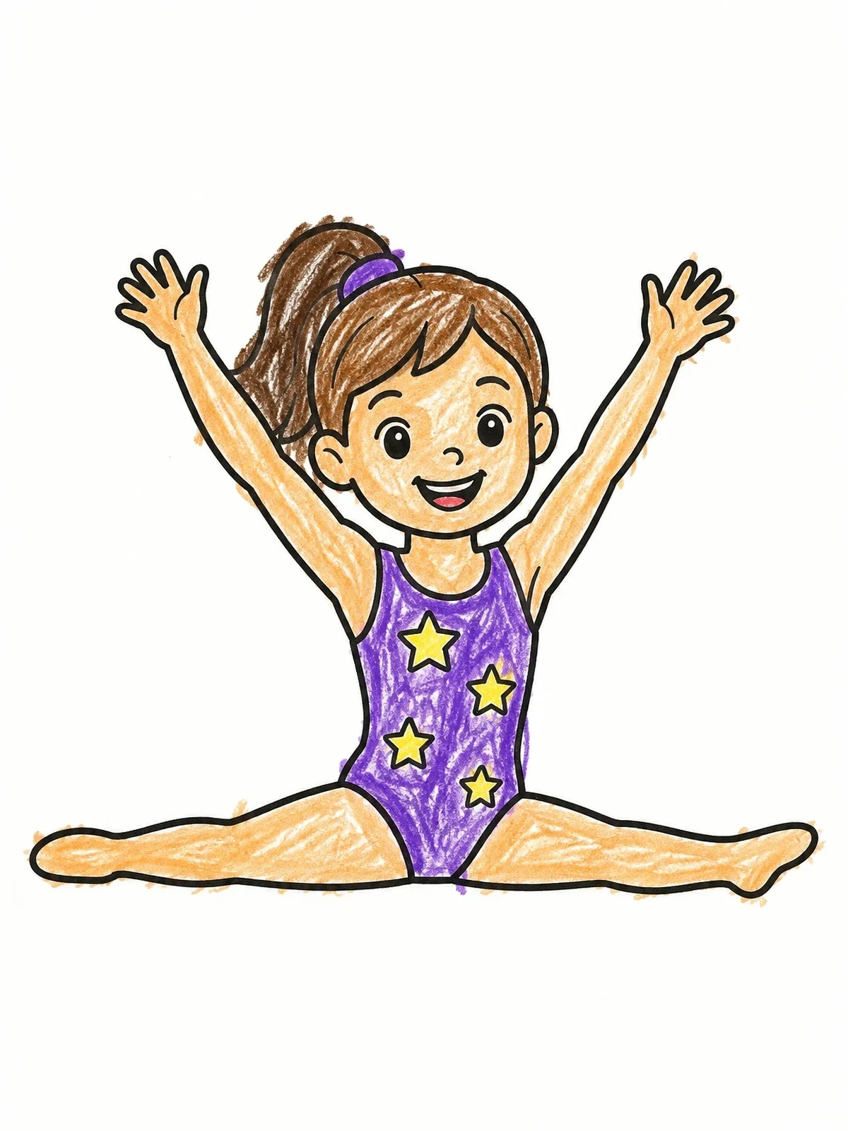Colored example of the Young Gymnast Doing The Splits coloring page