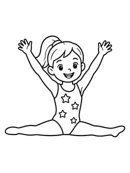 Free printable Young Gymnast Doing The Splits coloring page
