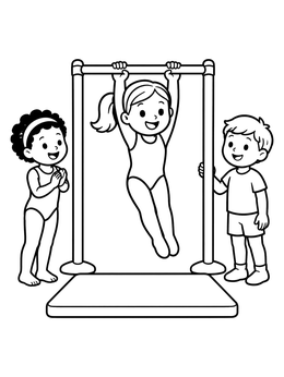 Free printable Young Gymnast On Horizontal Bar coloring page