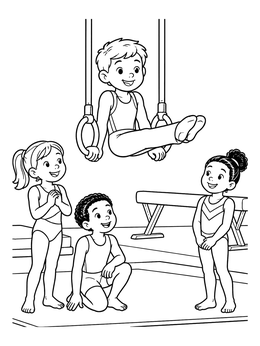 Free printable Young Gymnast On Still Rings coloring page