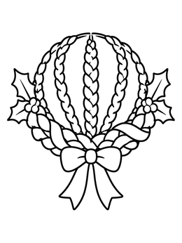 Free printable Festive Braided Wreath With Holly coloring page
