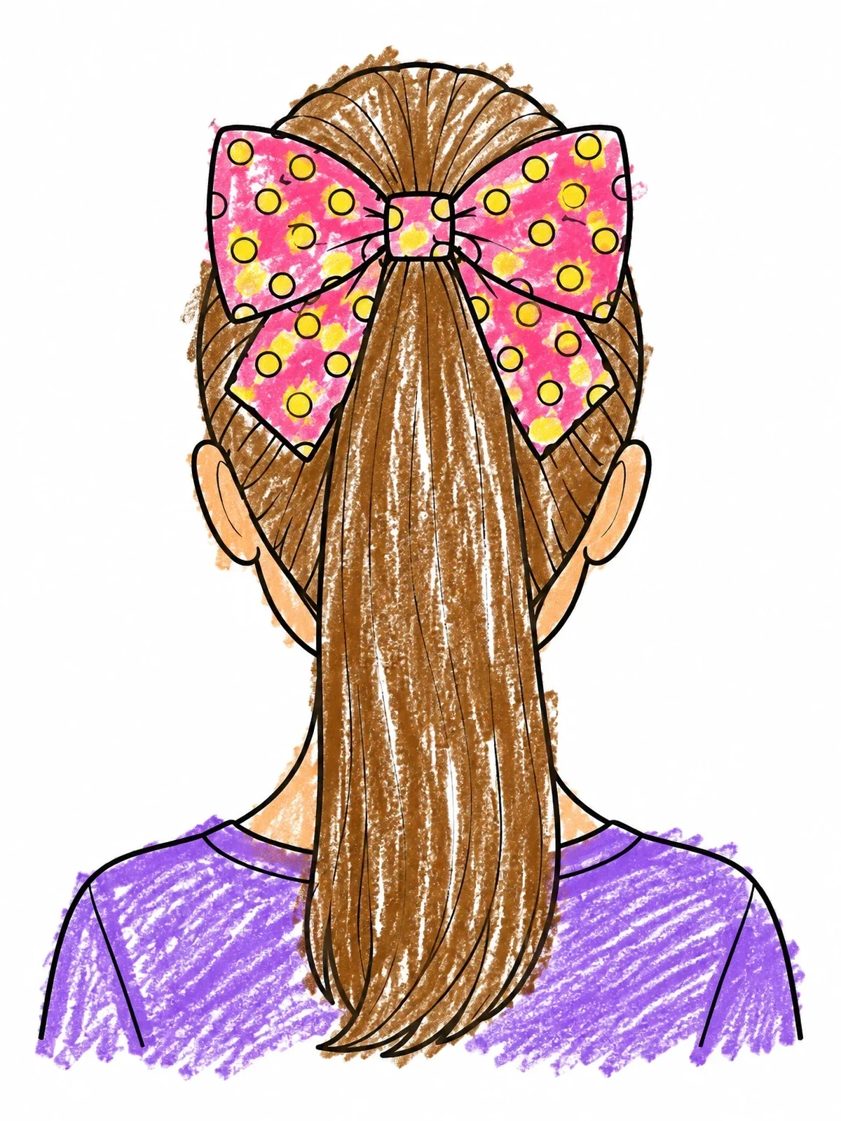 Colored example of the High Ponytail With Polka Dot Bow coloring page