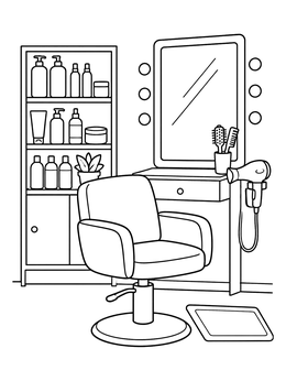 Free printable Hair Salon Station With Chair coloring page